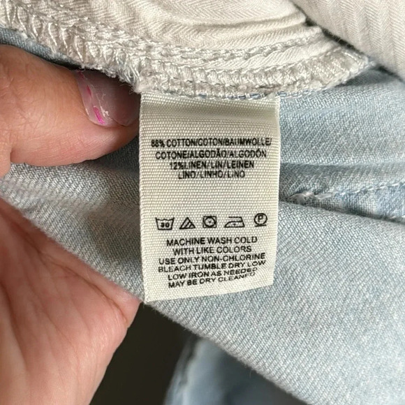 Free People Light Wash Cotton/Linen Wide Leg Jeans Size 31 - Picture 4 of 9